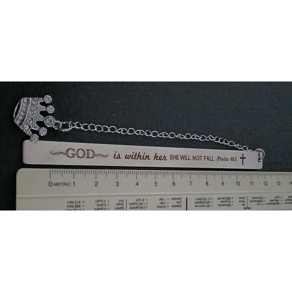 NEW God is Within Her She Will Not Fall Metal Bible Verse Book Marker with Crown - Picture 5 of 5